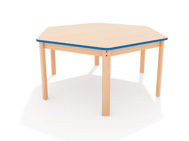 Hexagonal Desk Blue Edge Table Top