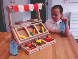 WOODEN MARKET STAND WITH FRUIT & VEG