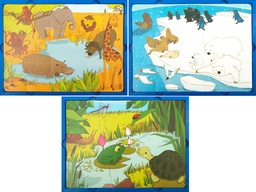 [4023-1040] SET 3 SOFT PUZZLE ANIMALS FROM THE WORLD