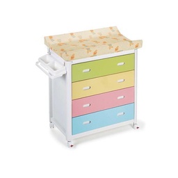 [4008-1070] Nappy changer with drawers and bath on wheels