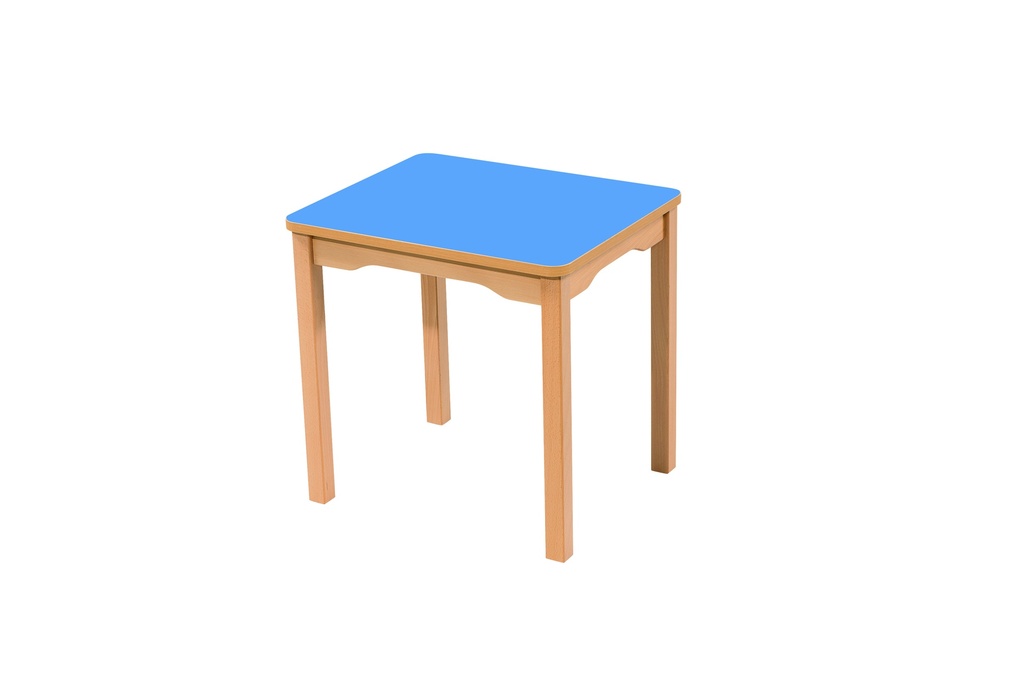 TABLE WITH LAMINATED TABLE TOP WITH WOODEN LEGS - L: 60 cm - W: 50 cm