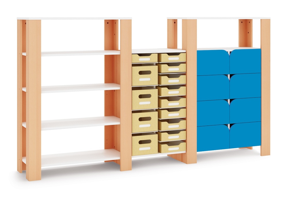 SHELVE UNIT TALL WIDE 58 X 38 X 102CM 18 SHELVES