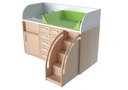 Changing table, width 146 cm, with stairs on the right side