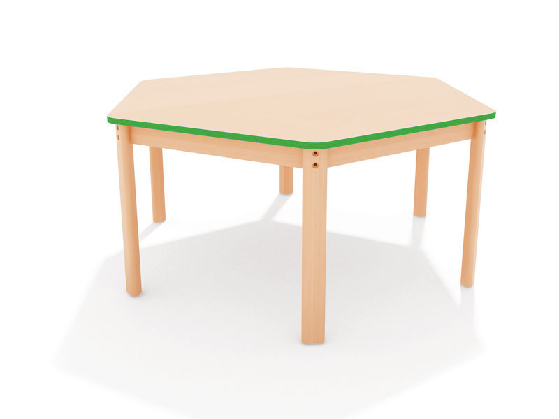 Classic Wood Tops Hexagonal Table Yellow Edge