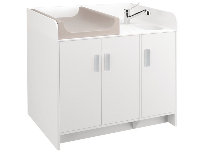 KAZÉO CHANGING UNITS WITH BATHTUB WHITE with integral hand-wash