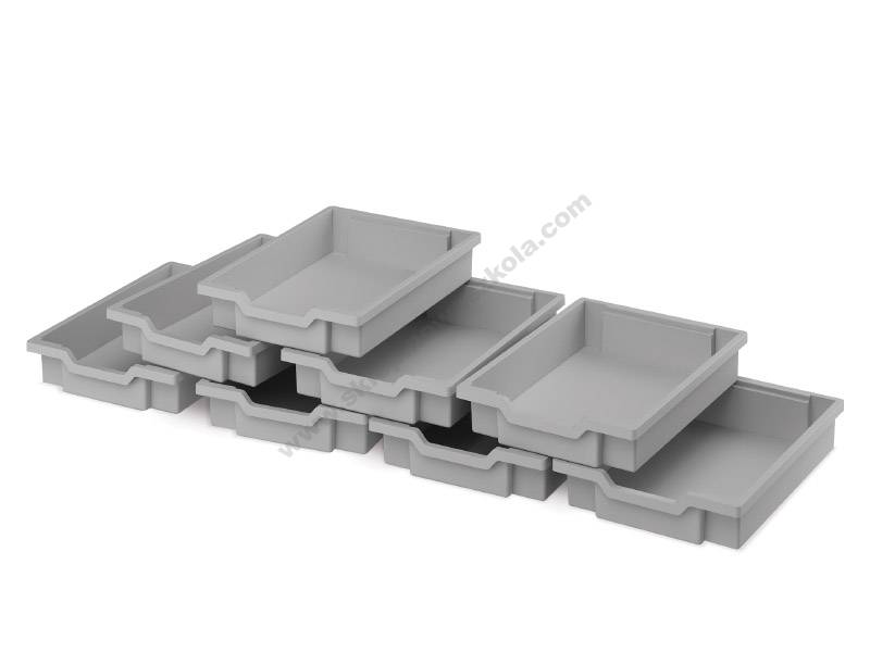 Shallow containers. Small grey - 8 pcs.