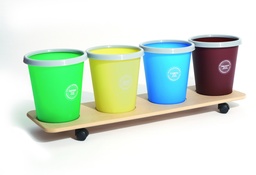 [4008-1036] WOODEN TROLLEY WITH 4 BINS