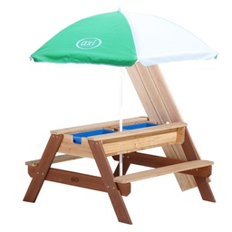 [4037-1004] NICK SAND/WATER PICNIC TABLE BROWN/WHITE with UMBRELLA
