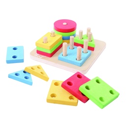 [4008-1062-OLD] GAME 4 WOODEN SHAPES SORTER